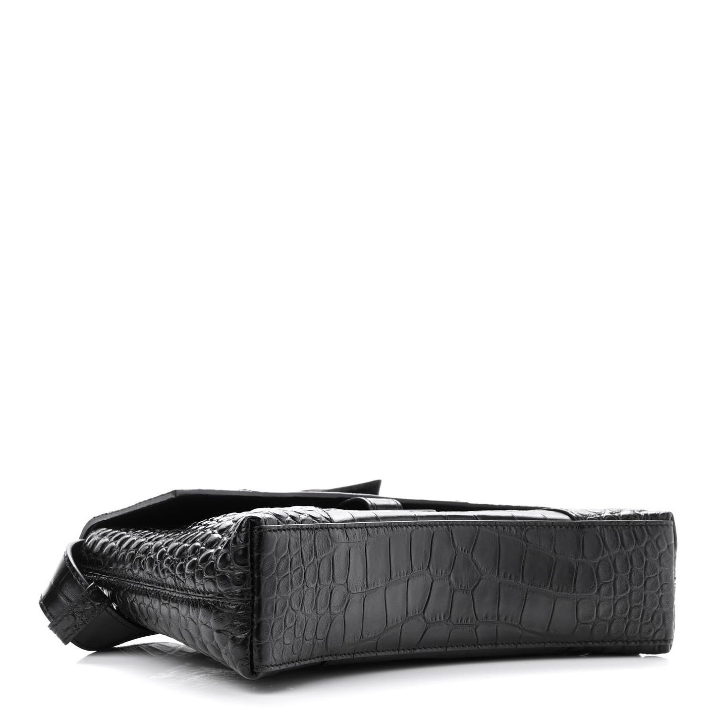 Extra Supple Calfskin Crocodile Embossed Monochrome XS Downtown Shoulder Bag Black