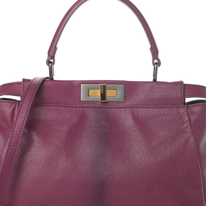Fendi Goatskin Zucca Medium Peekaboo Iconic Satchel Ciclamino Tobacco Moro 10 of 15