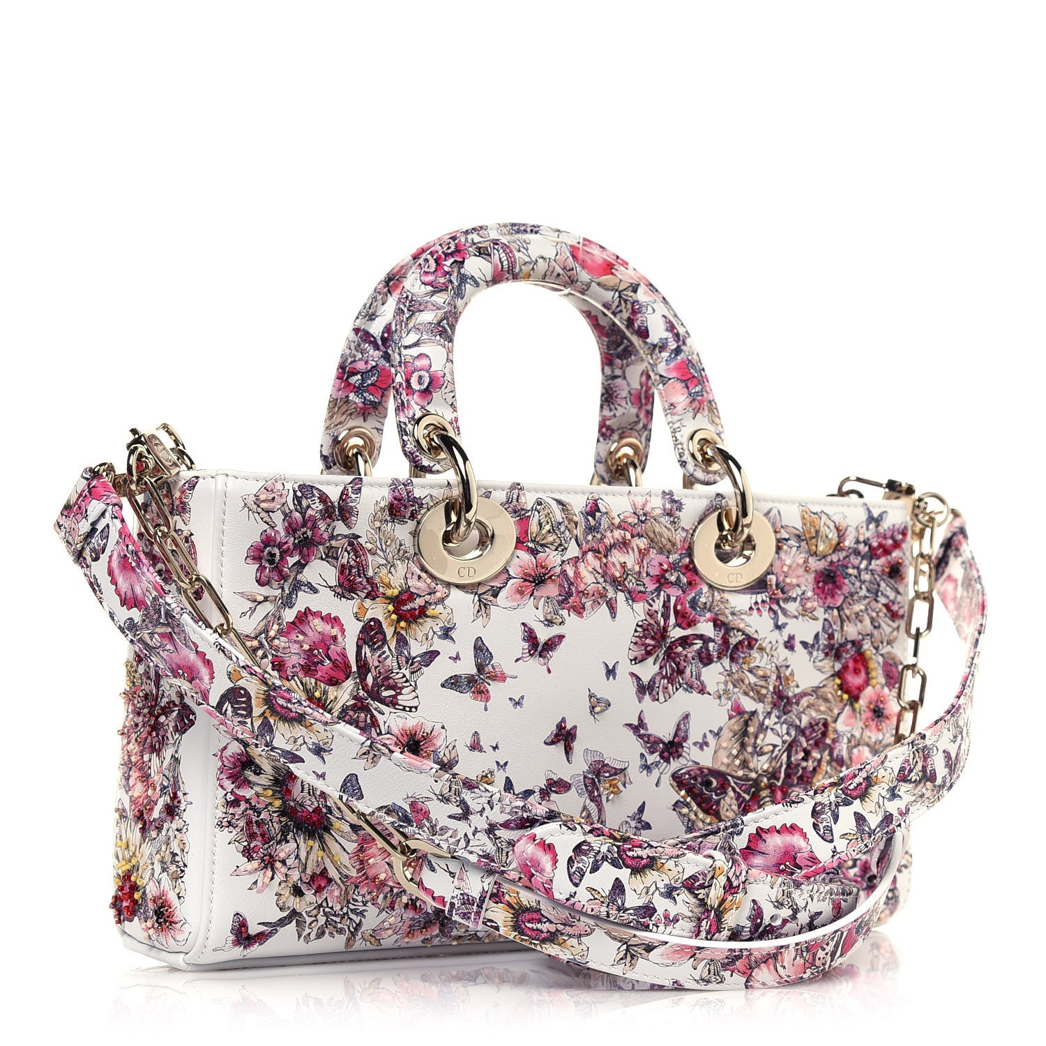 Christian Dior Calfskin Embroidered Butterfly Printed Lady D-Joy Multicolor 3 of 13