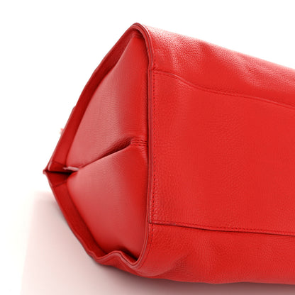 Balenciaga Grained Calfskin M Tube Round Tote Rouge Coquelicot 9 of 13