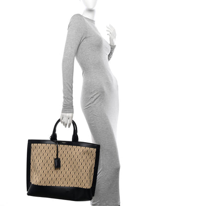 Saint Laurent Canvas All-Over Monogram Cabas Tote Beige Black 2 of 10