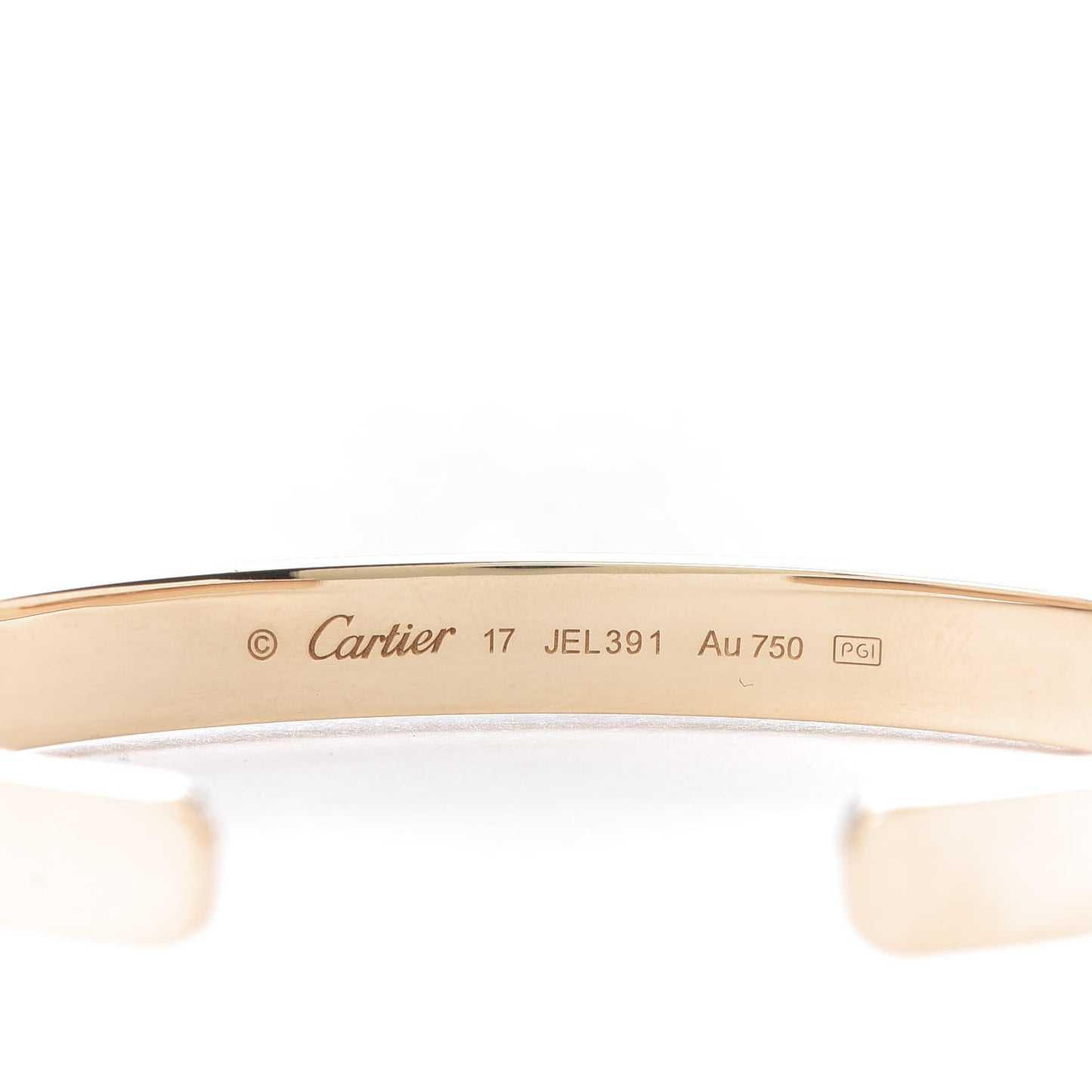 18K Yellow Gold LOVE Cuff Bracelet 17