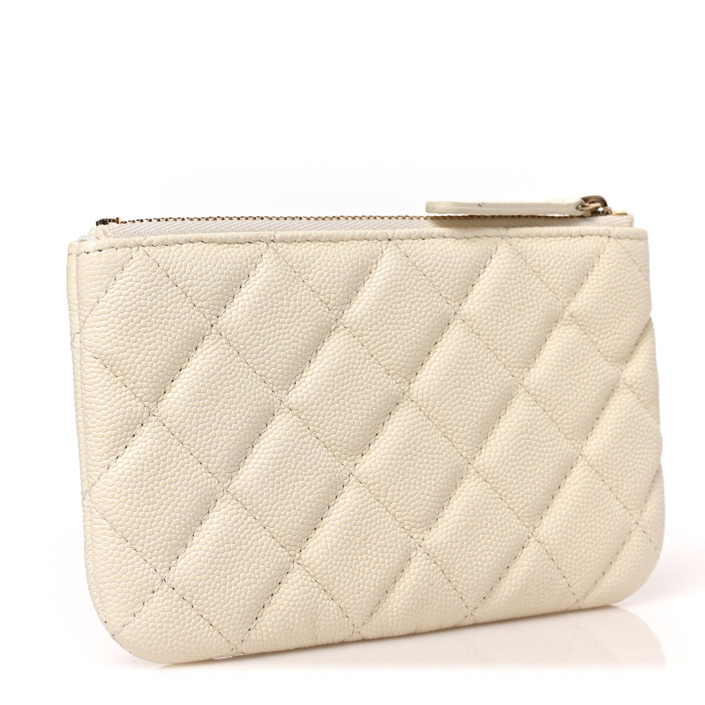 Caviar Quilted Small Cosmetic Case White