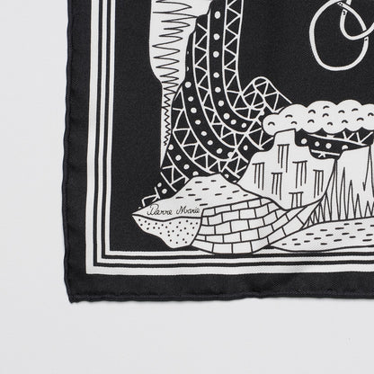 Hermes Silk Les Canyons Etoiles Bandana Scarf 55 Noir Blanc Noir 2 of 7