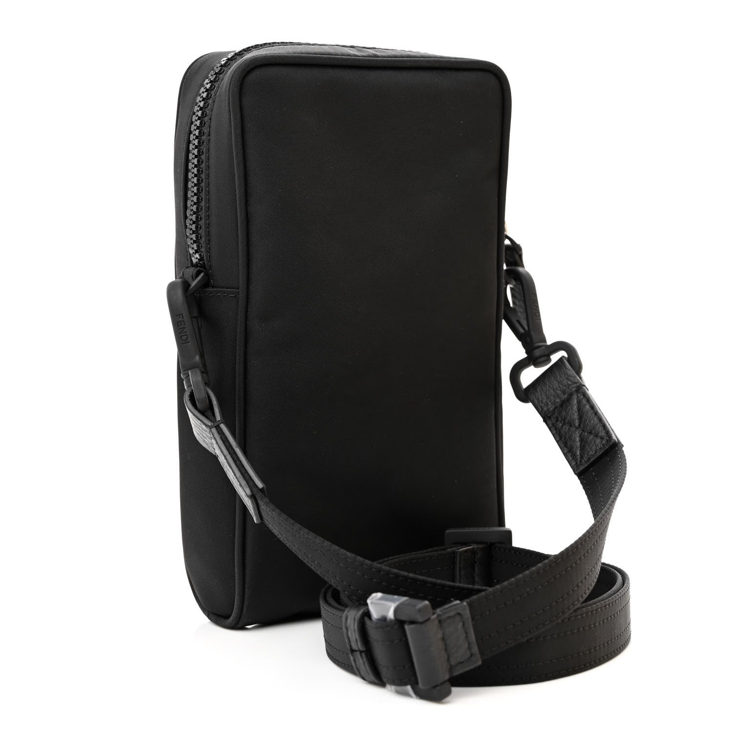 Fendi Econyl Nylon Cuoio Romano Monochrome Baguette Crossbody Phone Pouch Black 3 of 11