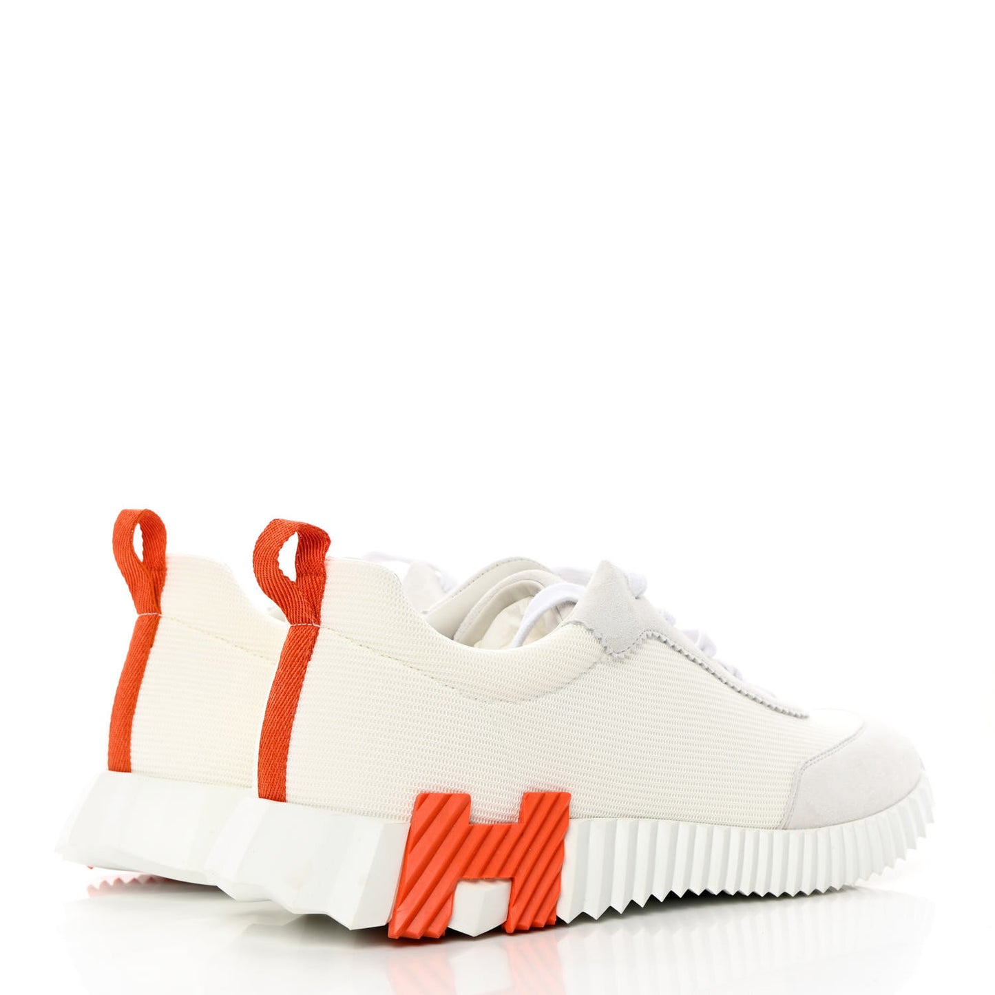 Technical Canvas Suede Goatskin Mens Bouncing Sneakers 44 White Orange