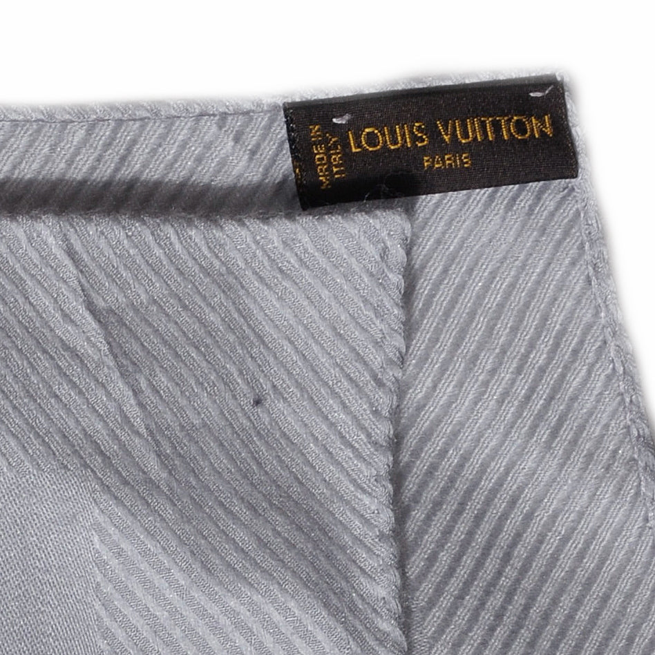 Etole Jali Silk Cashmere Monogram Shawl Grey