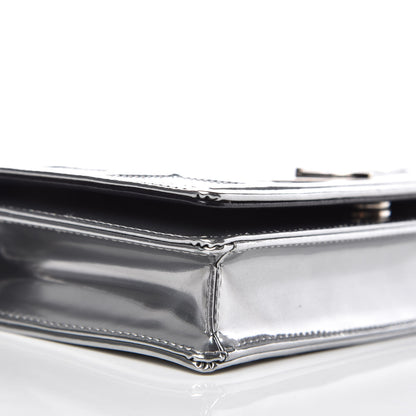 Christian Dior Metallic Patent Micro-Cannage Diorama Wallet on Chain Pouch Silver 7 of 9