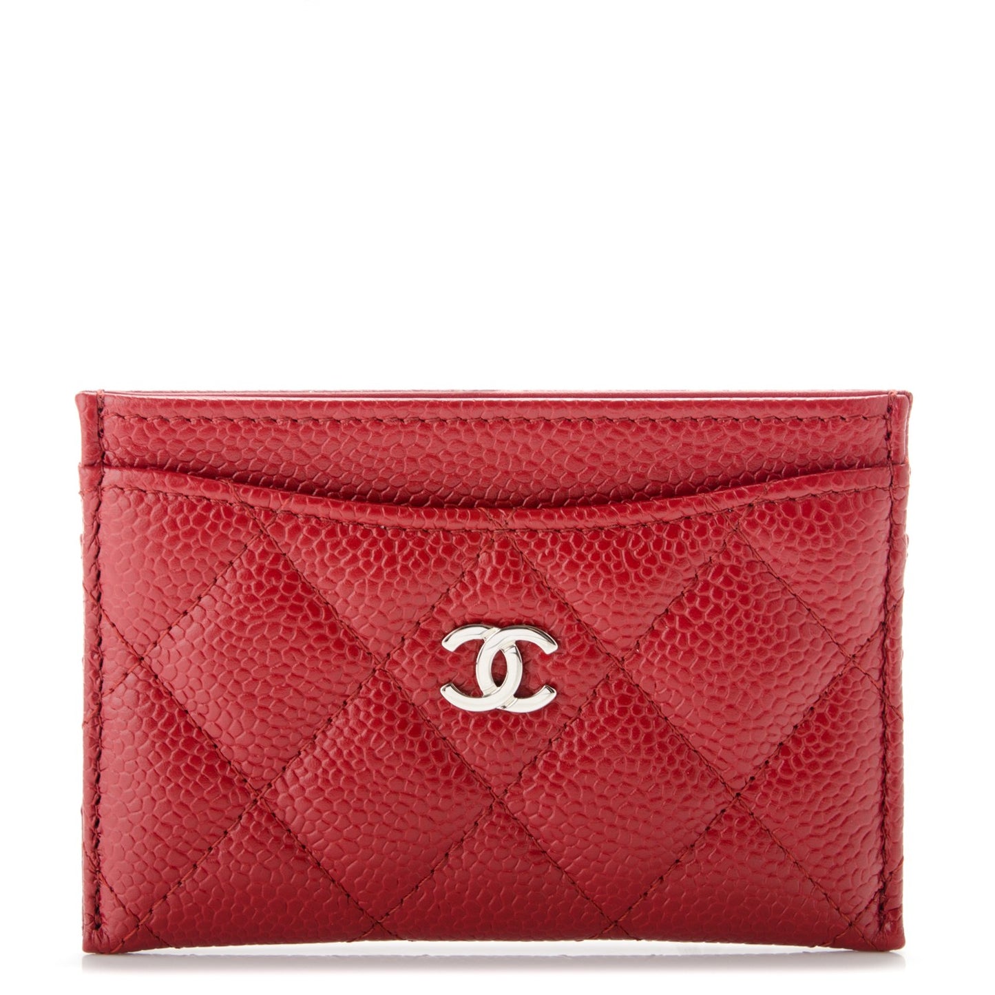 Caviar Quilted Card Holder Red