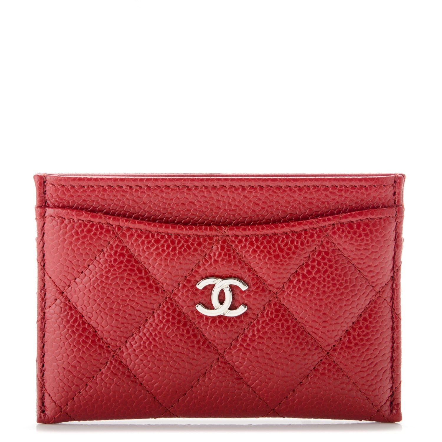 Chanel Caviar Quilted Card Holder Red 1 of 8