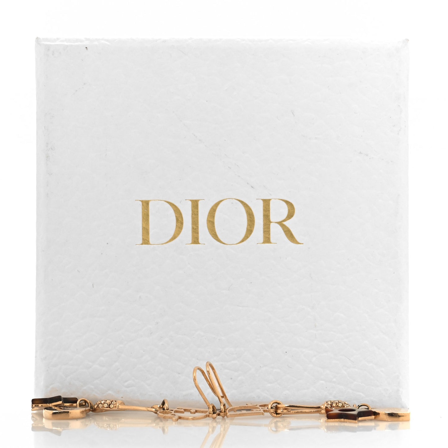 Crystal Safety Pin Logo Drop Earrings Gold