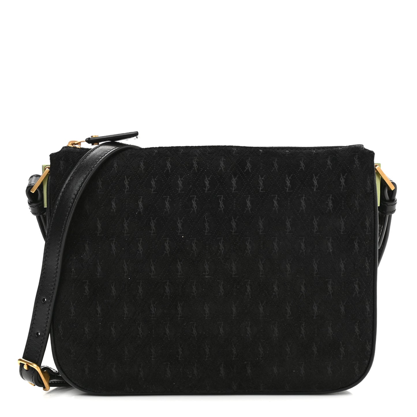 Suede All-Over Monogram Crossbody Black