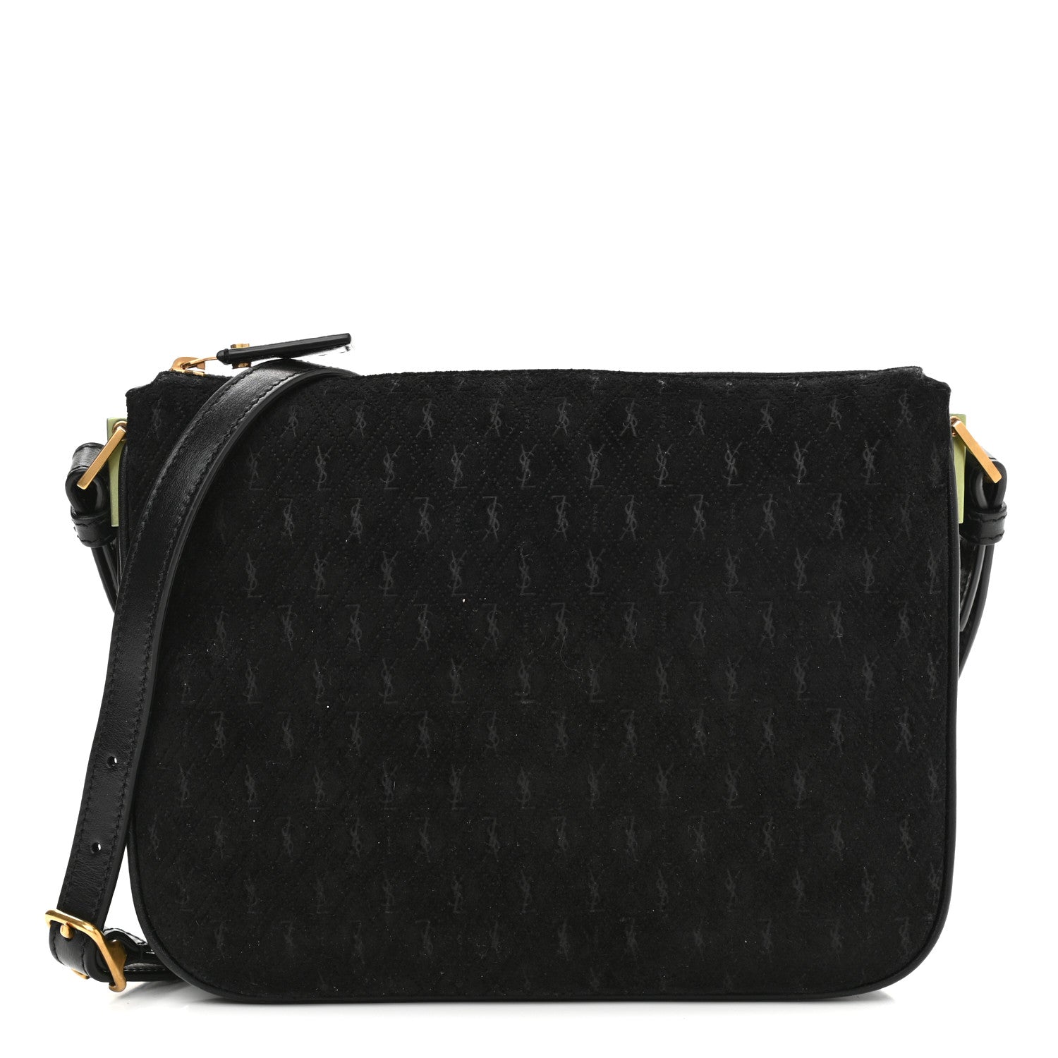 Saint Laurent Suede All-Over Monogram Crossbody Black 1 of 10