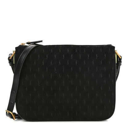 Saint Laurent Suede All-Over Monogram Crossbody Black 1 of 10