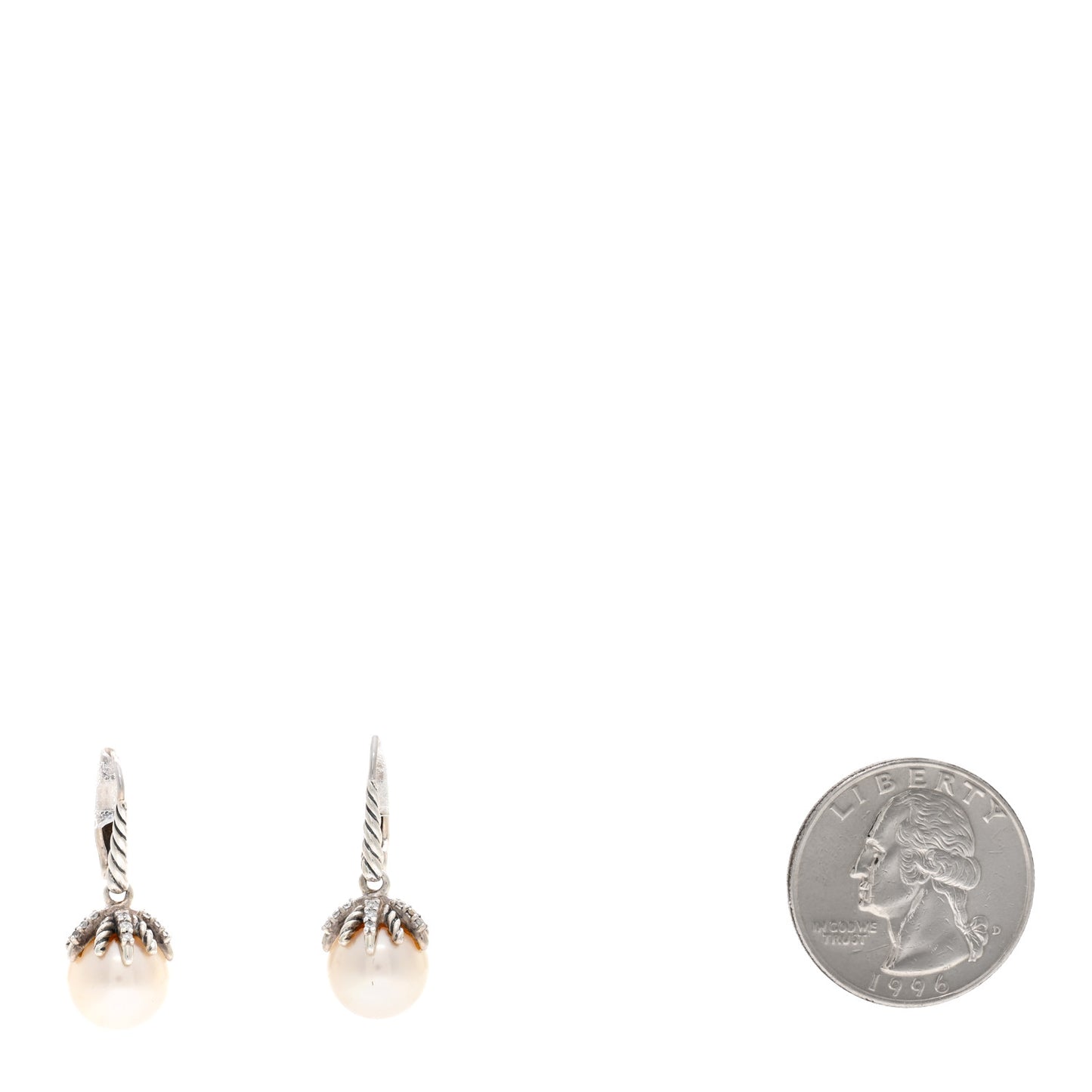 Sterling Silver Diamond 9.5mm Pearl Starburst Drop Earrings