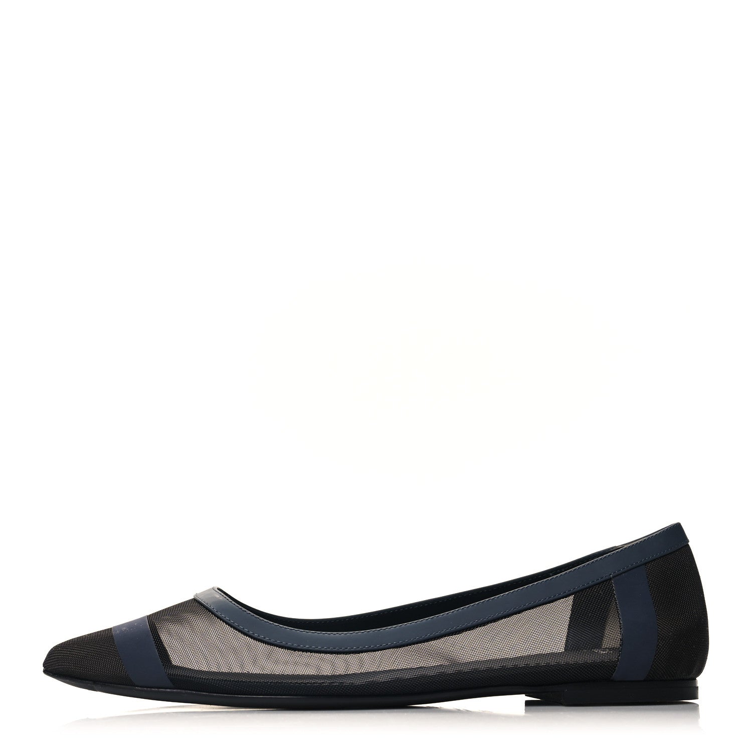 Fendi Mesh Skimmer Ballerina Flats 37.5 Navy Black 1 of 7