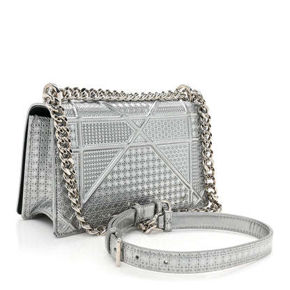 Christian Dior Metallic Patent Micro-Cannage Medium Diorama Flap Bag Silver 3 of 17