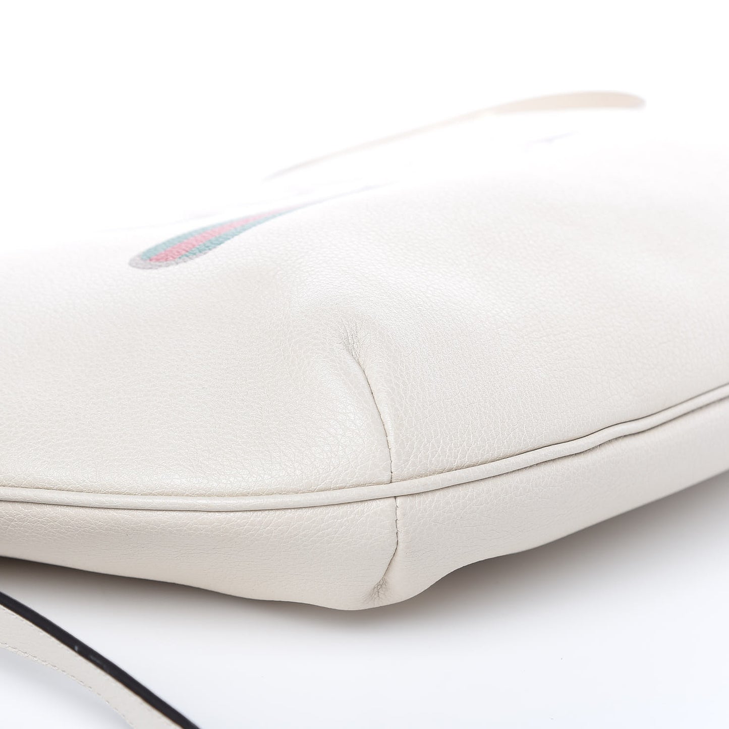 Grained Calfskin Logo Half Moon Hobo White