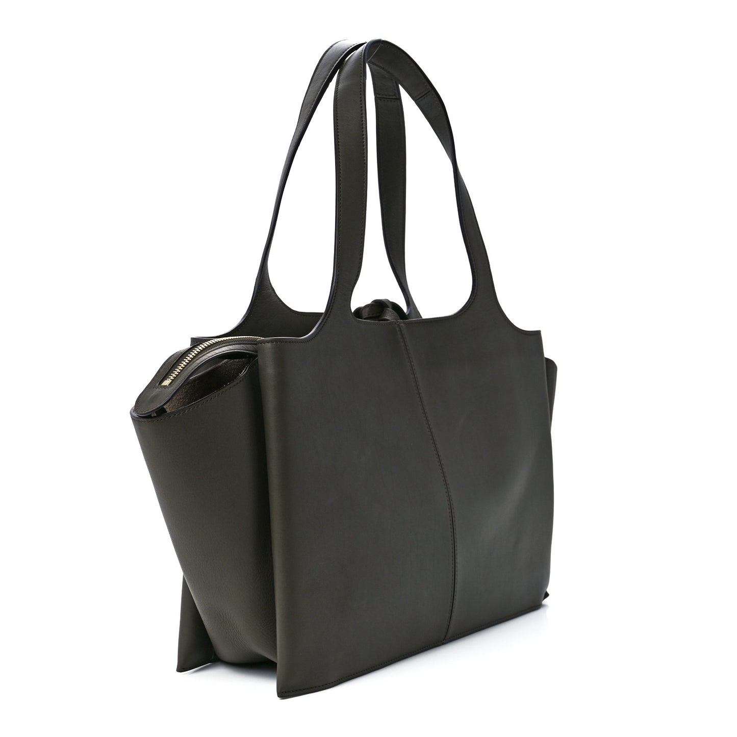 Supple Natural Calfskin Medium Tri-Fold Bag Stone