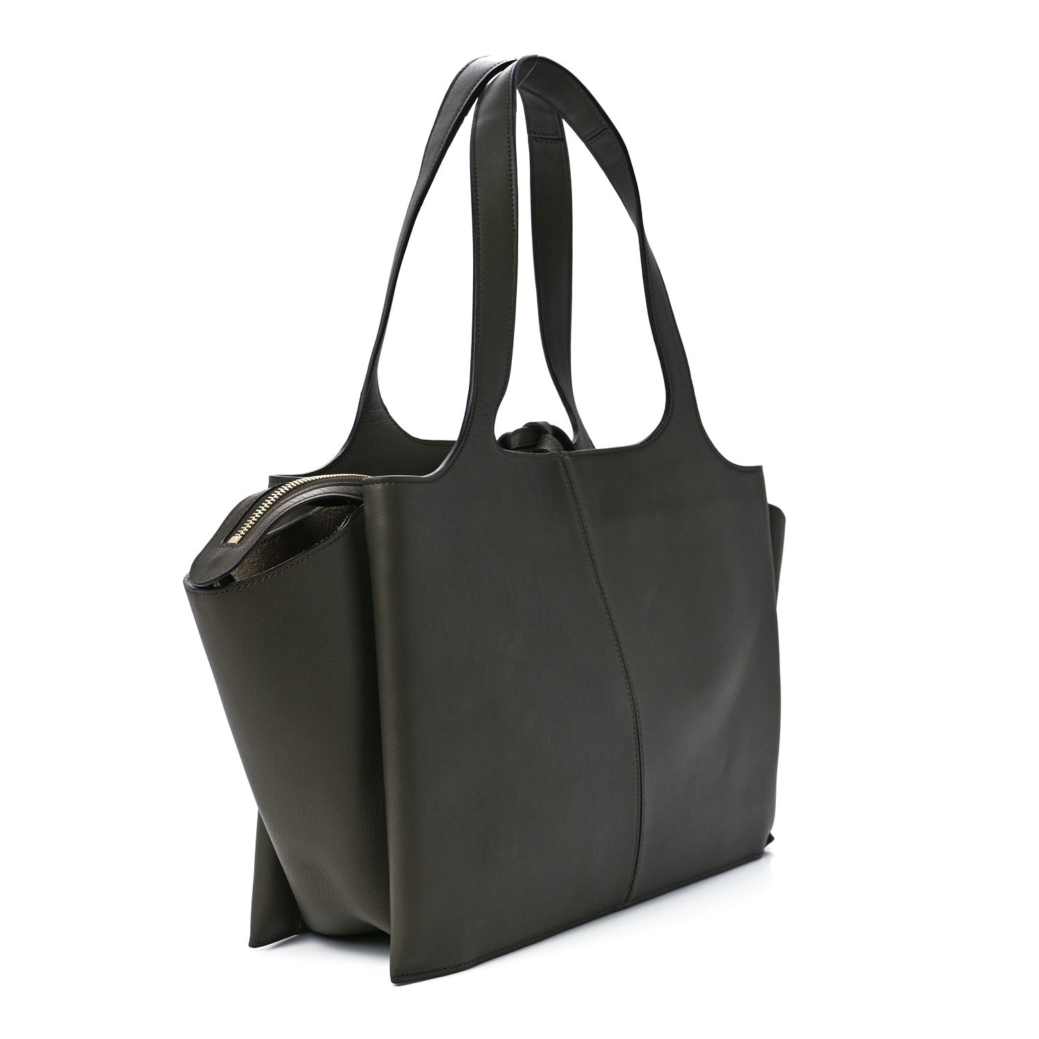 Celine Supple Natural Calfskin Medium Tri-Fold Bag Stone 3 of 13
