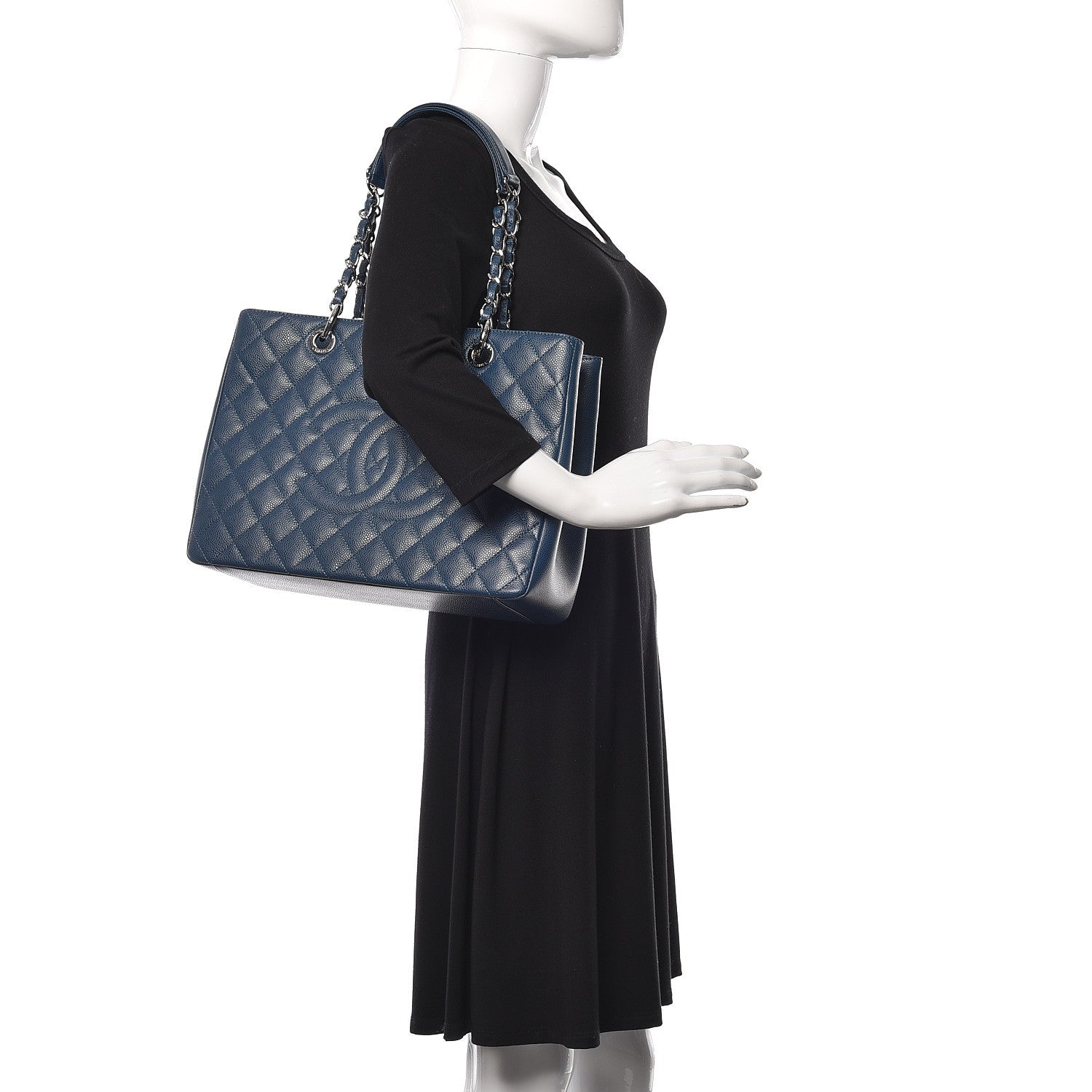 Chanel Caviar Quilted Grand Shopping Tote GST Dark Blue 2 of 11
