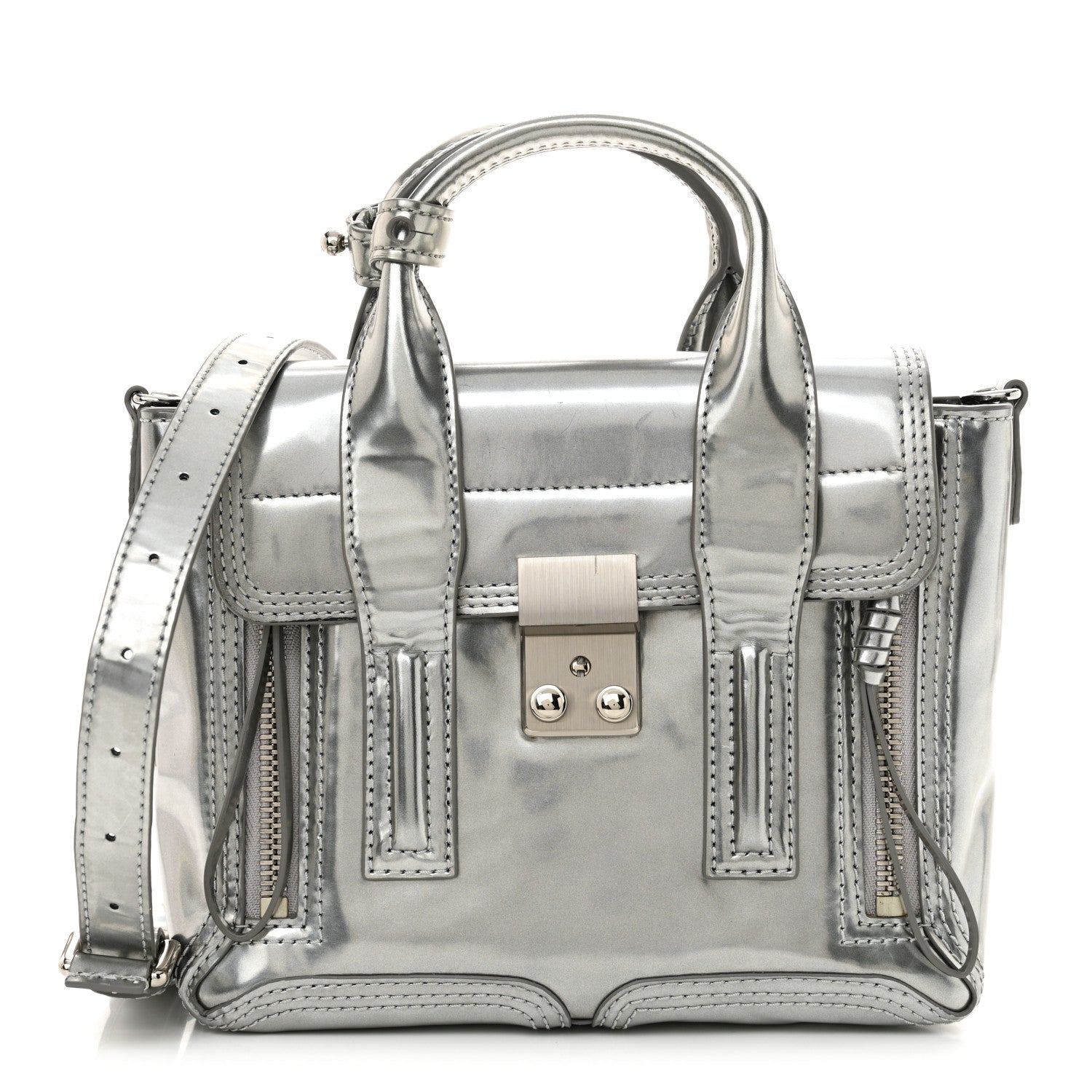 3.1 Phillip Lim Metallic Calfskin Mini Pashli Satchel Metallic Tin 1 of 15