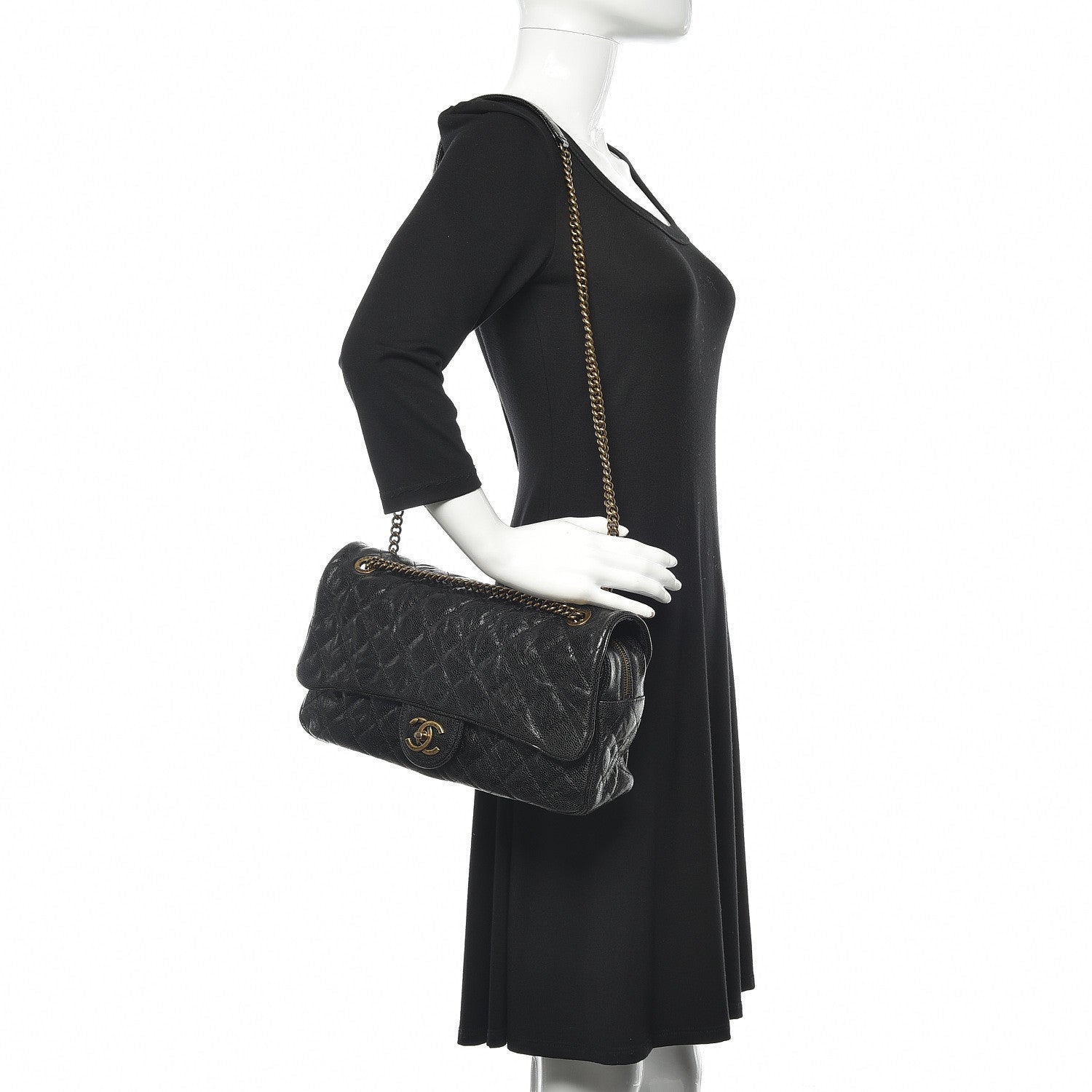 Chanel Crumpled Grained Calfskin Quilted Large Shiva Flap Black 2 of 10