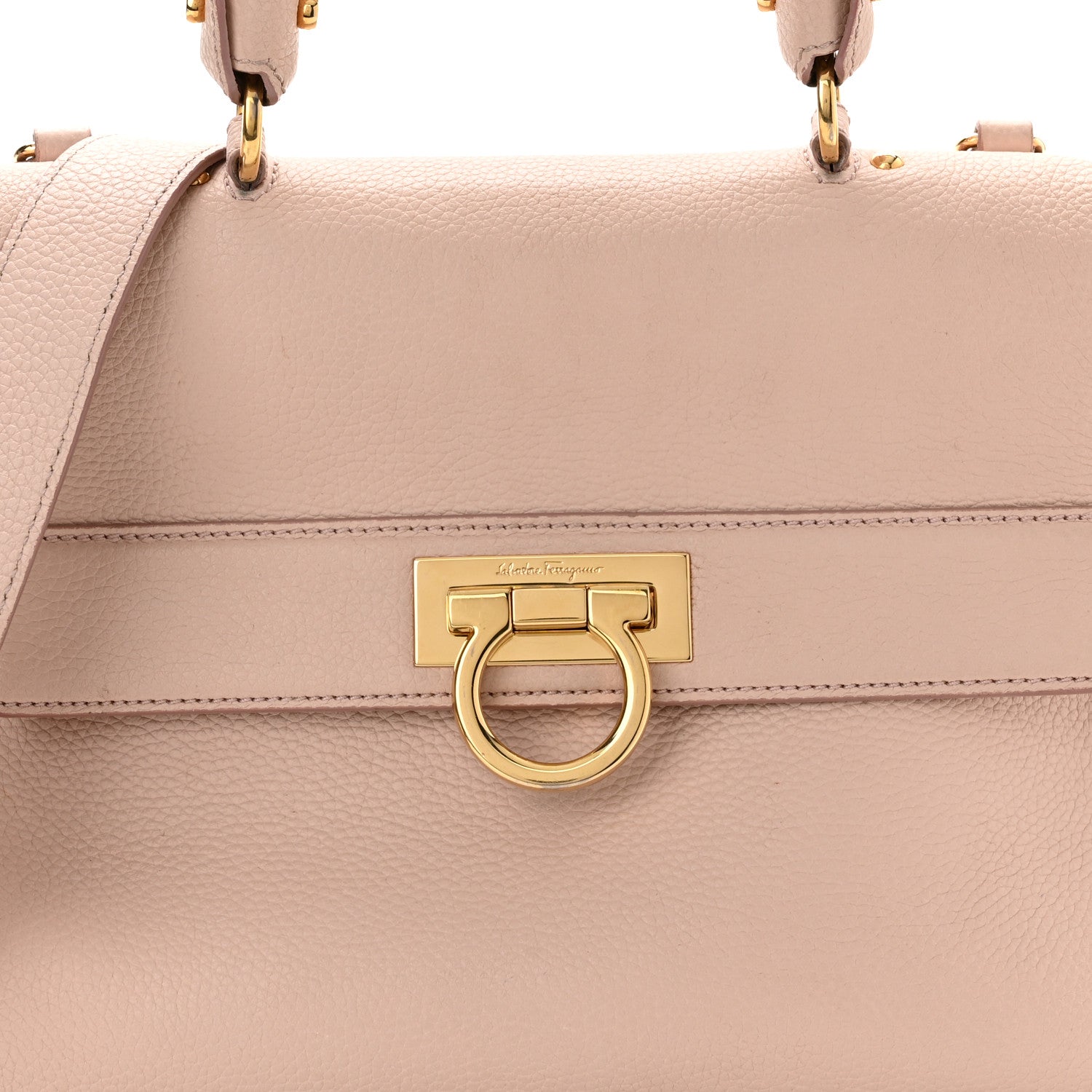 Salvatore Ferragamo Grained Calfskin Sofia Satchel Light Pink 6 of 13