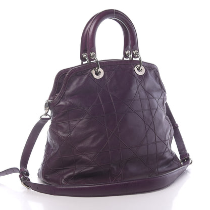 Christian Dior Lambskin Cannage Medium Granville Tote Purple 3 of 20