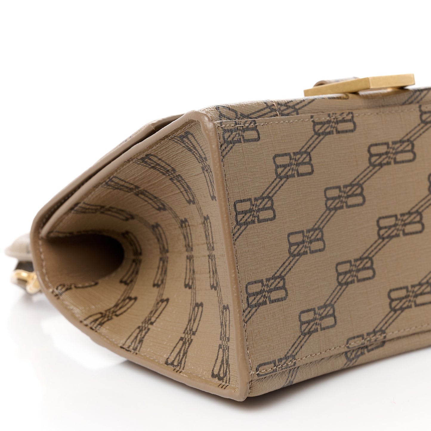 Coated Canvas BB Monogram Small Hourglass Top Handle Bag Beige Brown