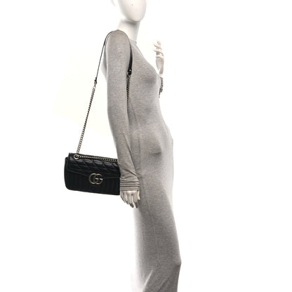 Gucci Calfskin Matelasse Aria Small GG Marmont Shoulder Bag Black 2 of 10