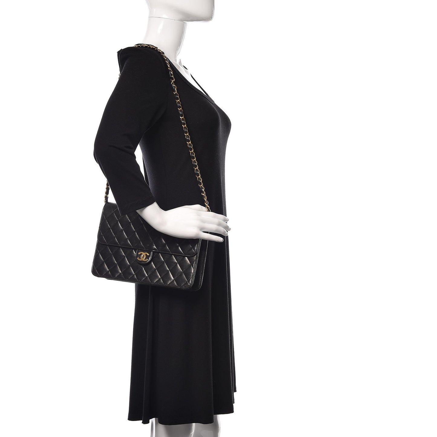 Lambskin Quilted Medium Single Flap Black