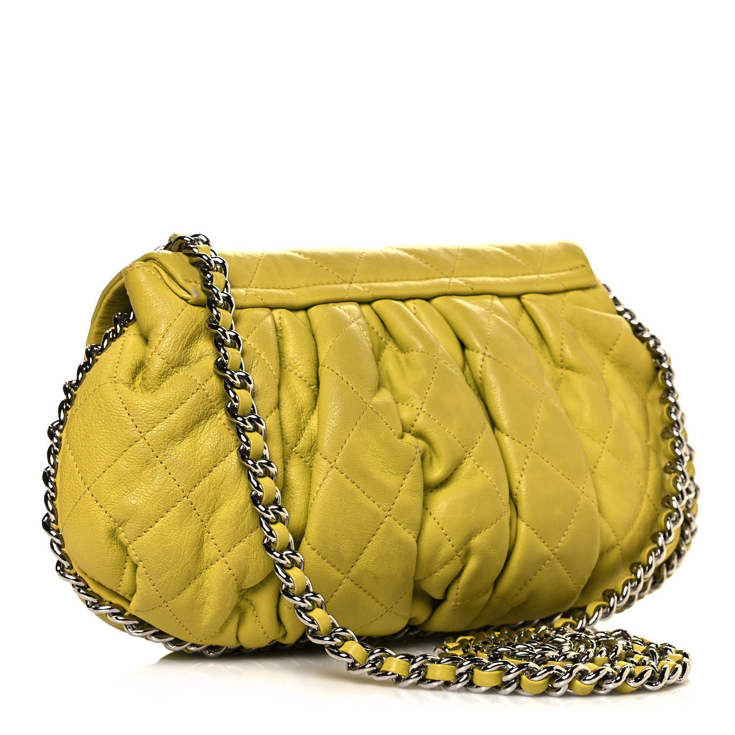 Chanel Washed Lambskin Chain Around Medium Messenger Yellow 3 of 15