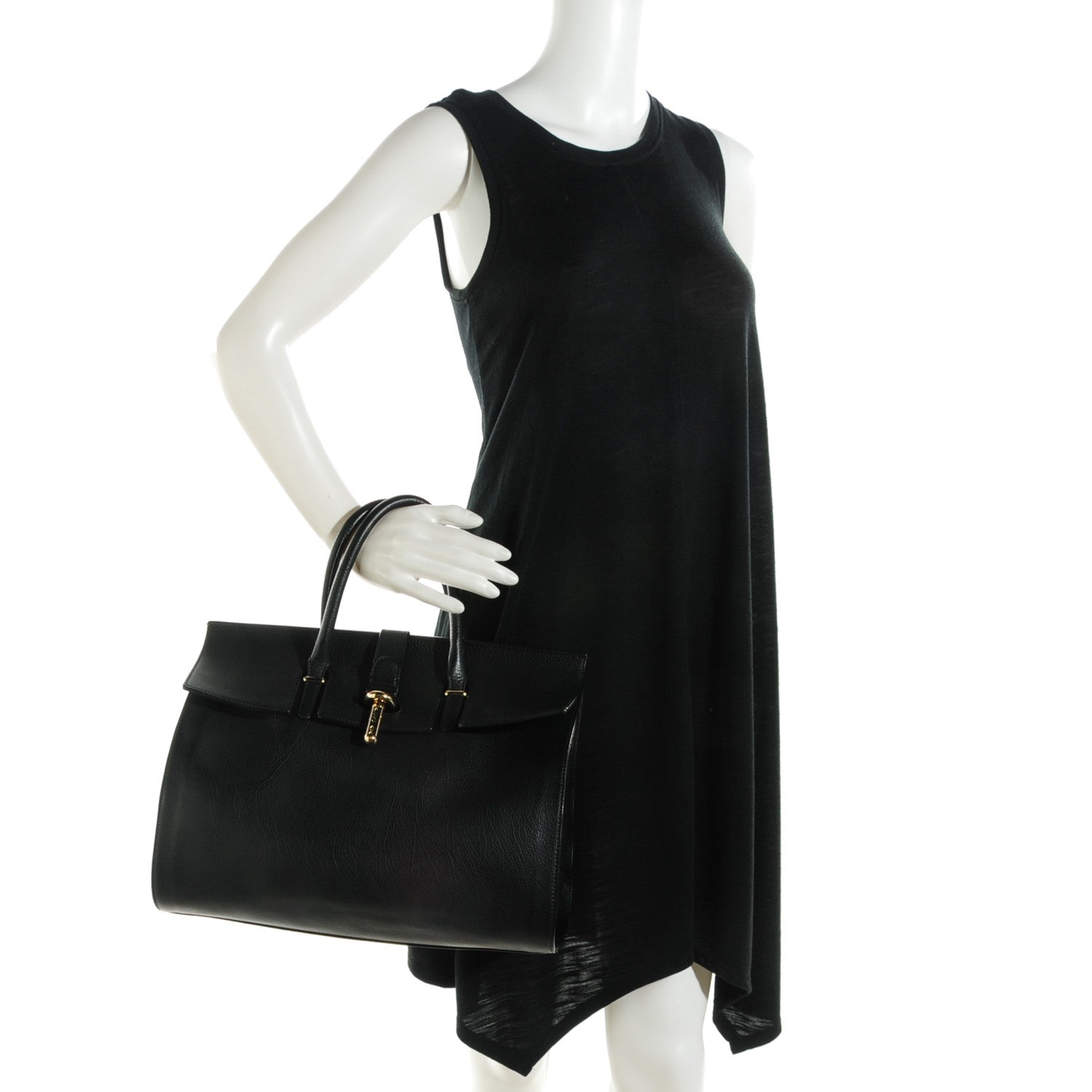 Balenciaga Grained Calfskin M Tube Round Tote Black 2 of 7