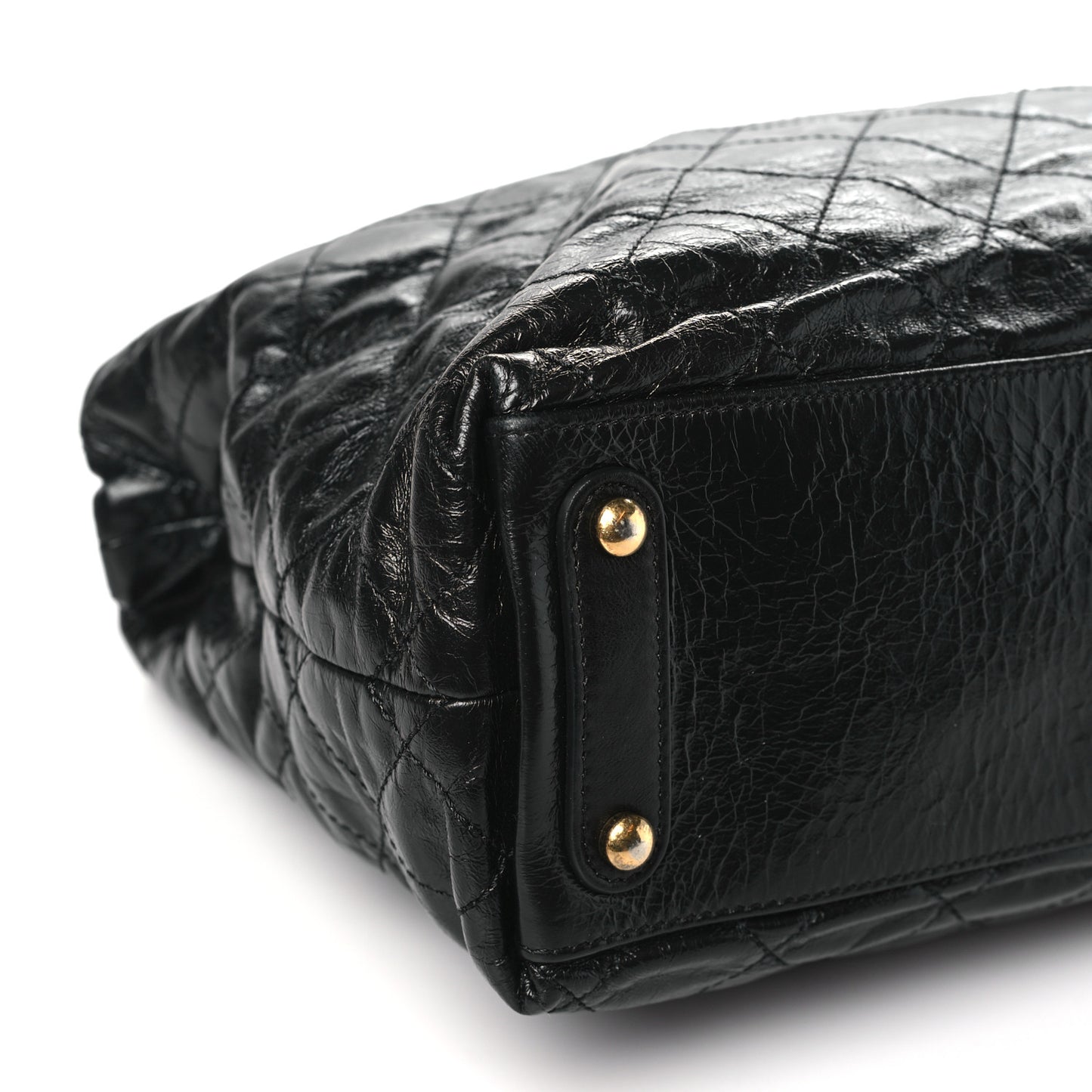 Glazed Calfskin Stingray Large Bindi CC Tote Black