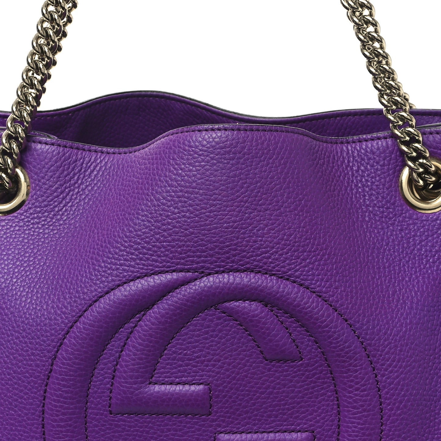 Pebbled Calfskin Medium Soho Chain Shoulder Bag Shine Purple