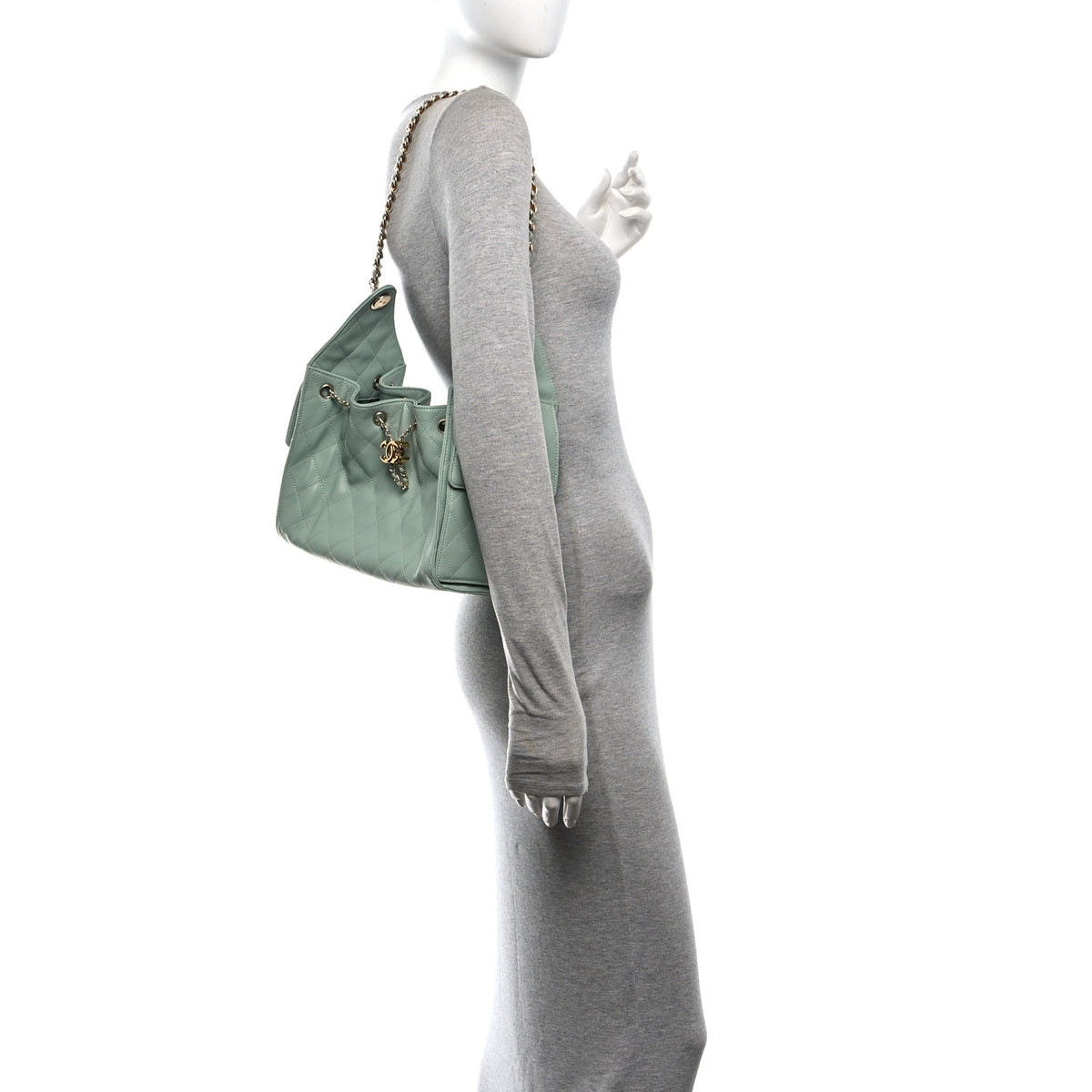 Caviar Quilted Small Chanel 25 Handbag Light Green