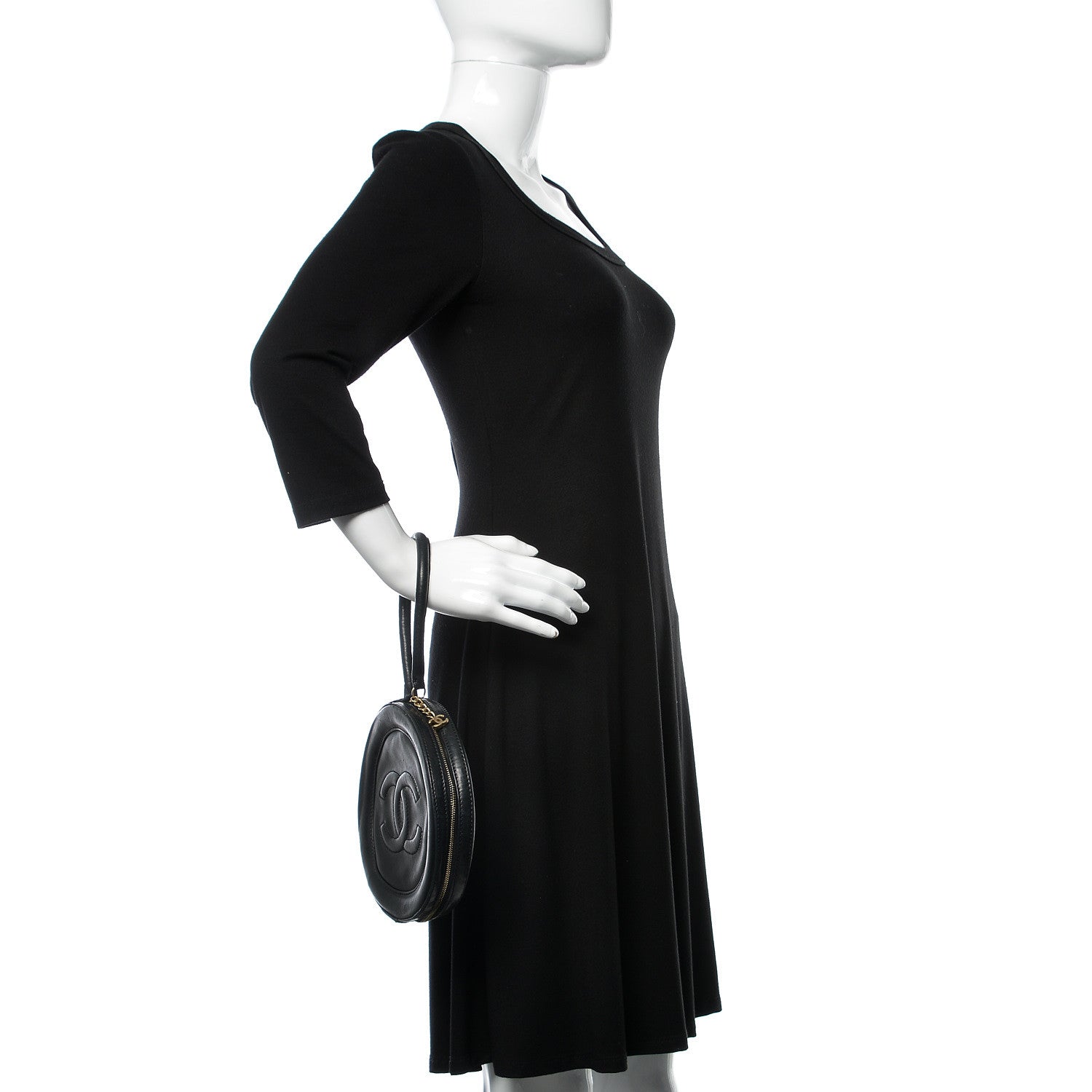 Chanel Lambskin Square Quilted Round Shoulder Bag Black 2 of 8