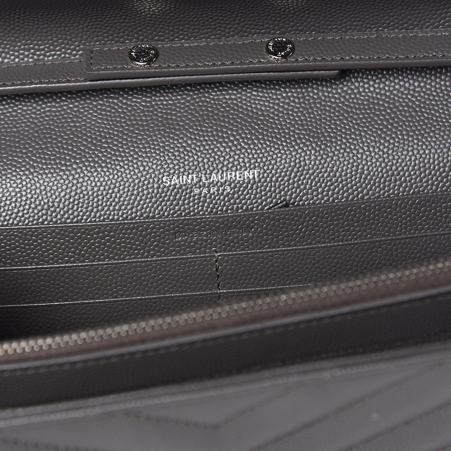 Grain De Poudre Matelasse Chevron Monogram Chain Wallet Fog
