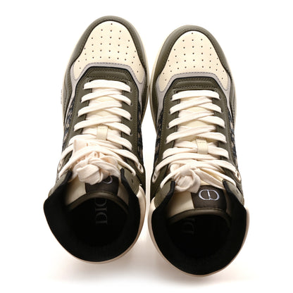 Christian Dior Smooth Calfskin Jacquard Oblique Mens B27 Mid Top Sneakers 43 Green Beige 2 of 9