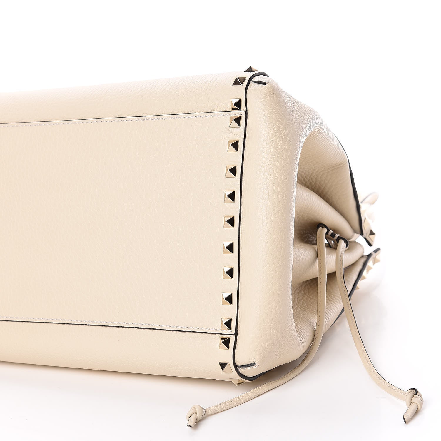 Valentino Garavani Pebbled Calfskin Rockstud Double Handle Cinch Tote Light Ivory 10 of 10