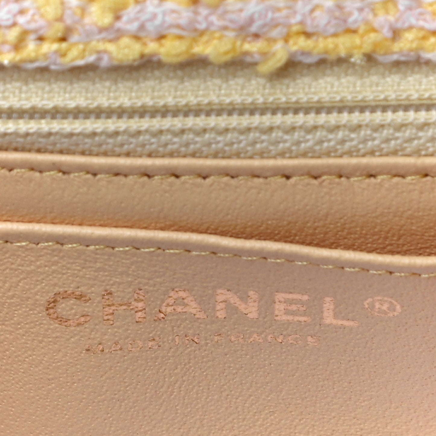Tweed Quilted Mini Rectangular Flap Yellow Pink