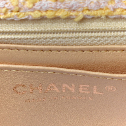 Chanel Tweed Quilted Mini Rectangular Flap Yellow Pink 6 of 11