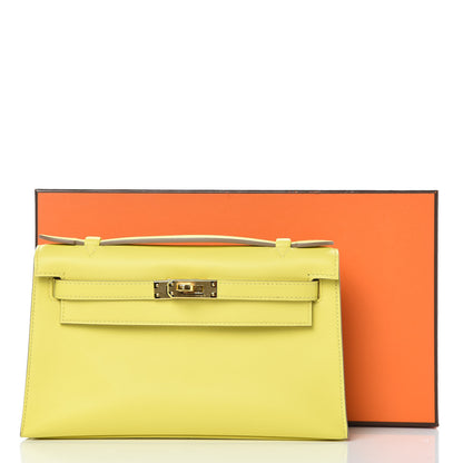 Hermes Swift Kelly Pochette Clutch Lime 30 of 30