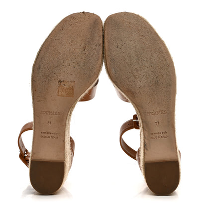 Hermes Goatskin Elda Espadrille Wedge Sandals 37 Natural 6 of 13
