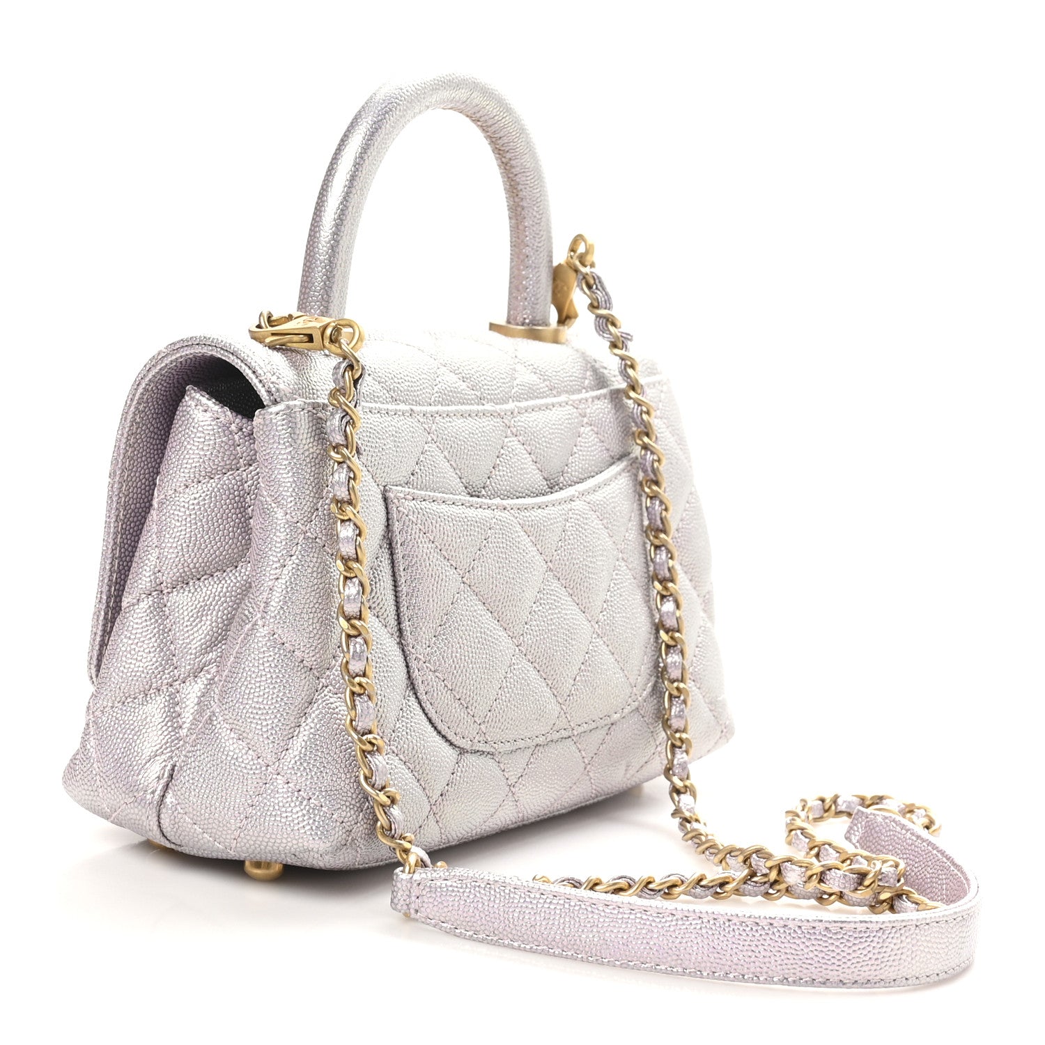 Chanel Iridescent Caviar Quilted Extra Mini Coco Handle Flap Light Pink 3 of 11