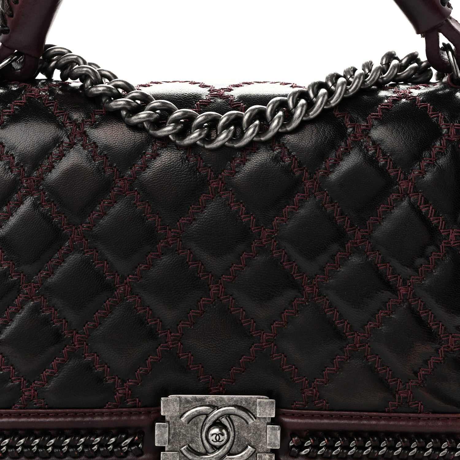 Chanel Goatskin Quilted New Medium Boy Handle Flap Burgundy 8 of 15