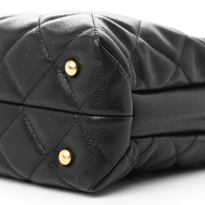 Chanel Shiny Caviar Quilted Chain Handle Shopping Tote Black 11 of 12
