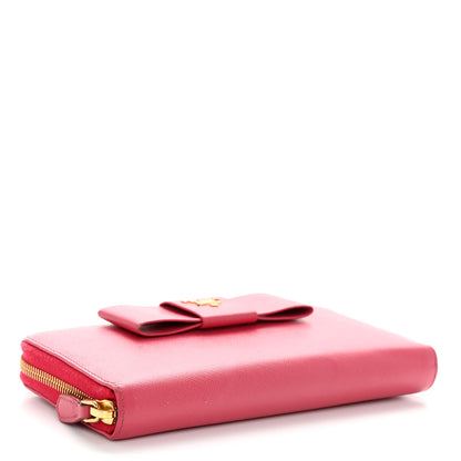 Prada Saffiano Fiocco Bow Zip Around Wallet Peonia 4 of 11