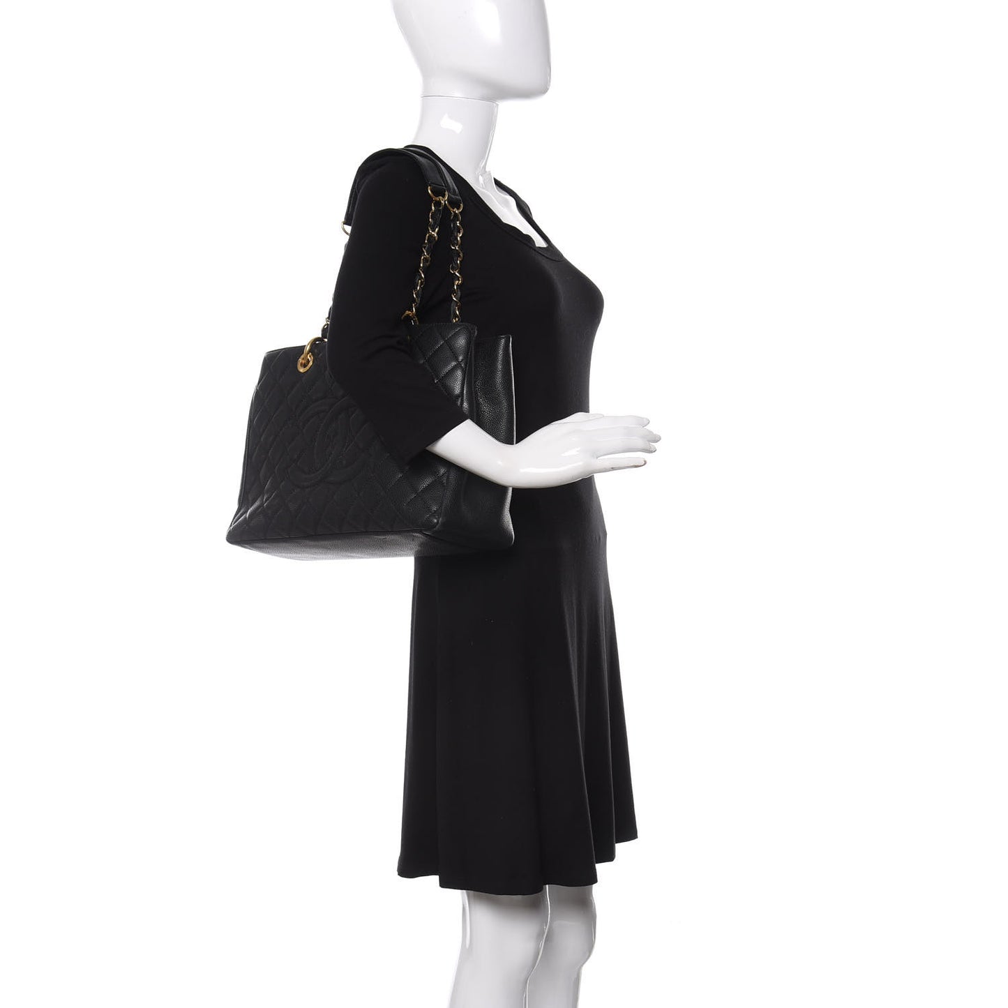 Caviar Quilted Grand Shopping Tote GST Black